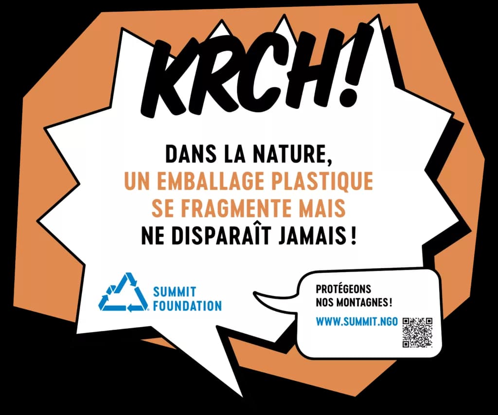 Bulle KRCH : dans la nature, un emballage plastique se fragmente mais ne disparaît jamais.