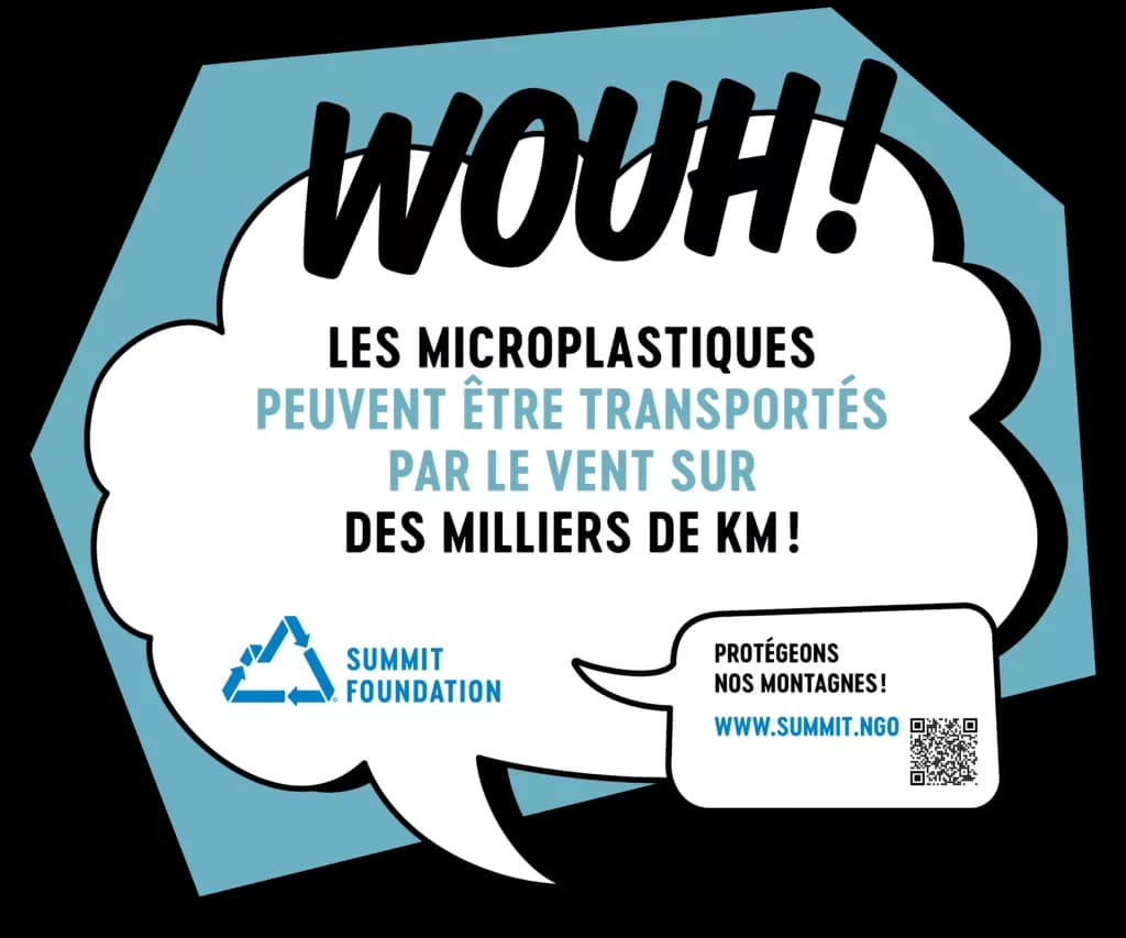 Bulle WOUH : les microplastiques peuvent être transportés par le vent sur des milliers de kilomètres.